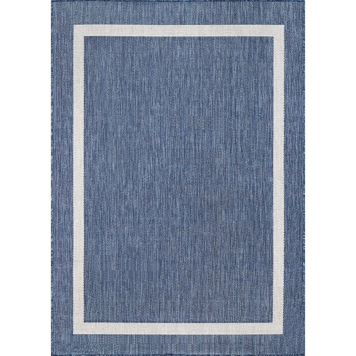 Beverly Rug Modern Bordered Indoor Outdoor Rug, Outside Carpet for Patio, Deck, Porch