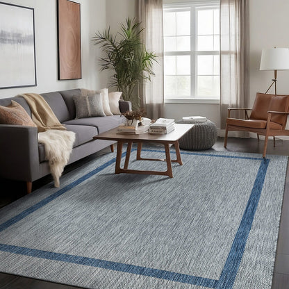 Beverly Rug Modern Bordered Indoor Outdoor Rug, Outside Carpet for Patio, Deck, Porch