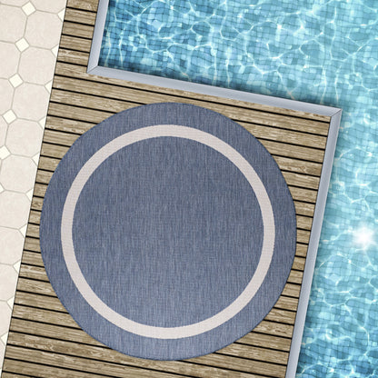 Beverly Rug Modern Bordered Indoor Outdoor Rug, Outside Carpet for Patio, Deck, Porch