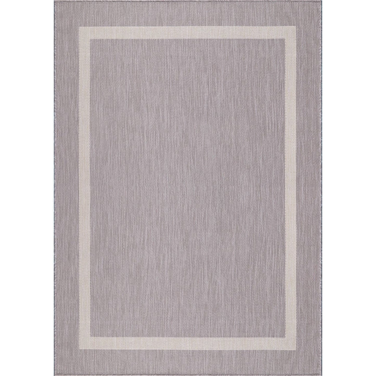 Beverly Rug Modern Bordered Indoor Outdoor Rug, Outside Carpet for Patio, Deck, Porch
