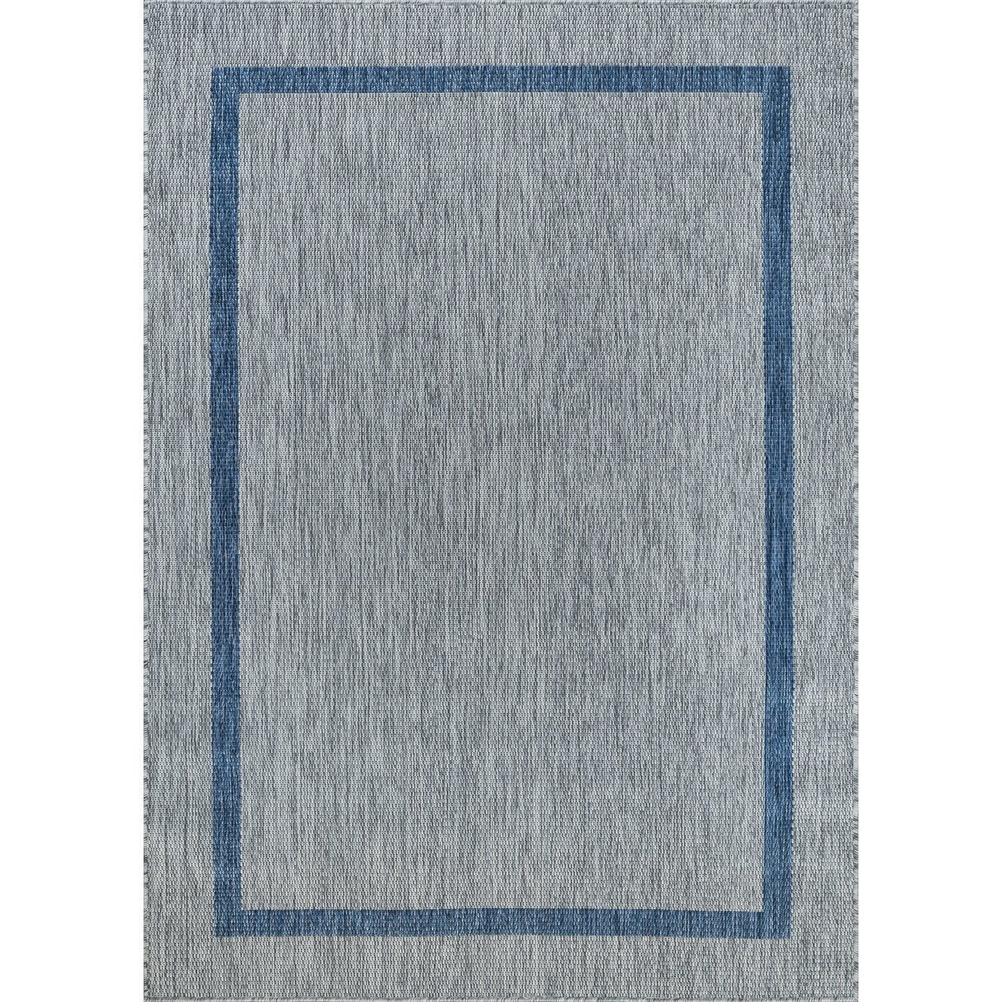 Beverly Rug Modern Bordered Indoor Outdoor Rug, Outside Carpet for Patio, Deck, Porch