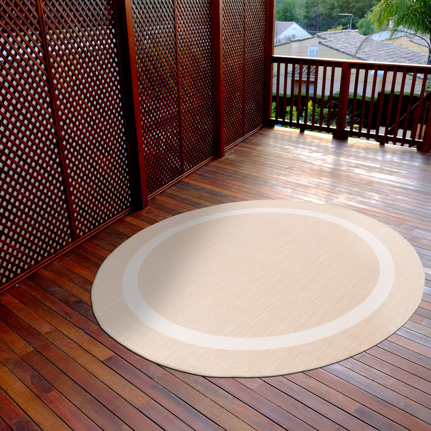 Beverly Rug Modern Bordered Indoor Outdoor Rug, Outside Carpet for Patio, Deck, Porch