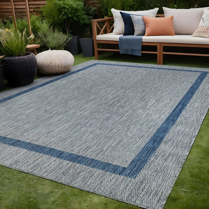 Beverly Rug Modern Bordered Indoor Outdoor Rug, Outside Carpet for Patio, Deck, Porch