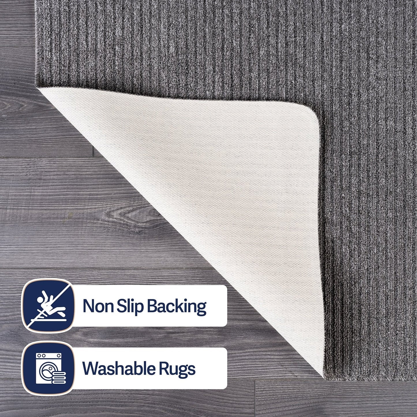 Beverly Rug Solid Color Non-Slip Rubber Back Washable Indoor Area Rug