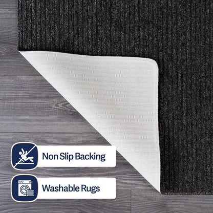 Beverly Rug Solid Color Non-Slip Rubber Back Washable Indoor Area Rug