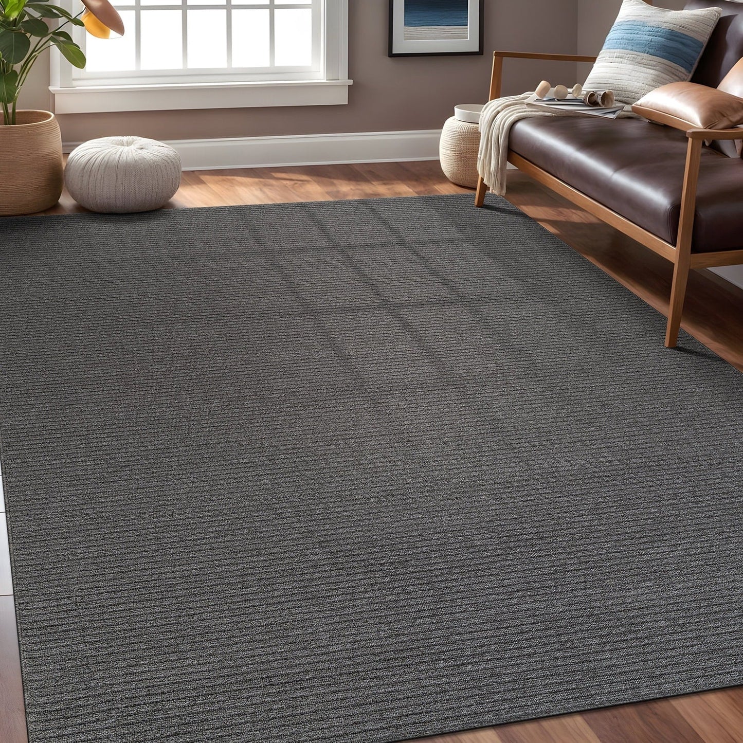 Beverly Rug Solid Color Non-Slip Rubber Back Washable Indoor Area Rug
