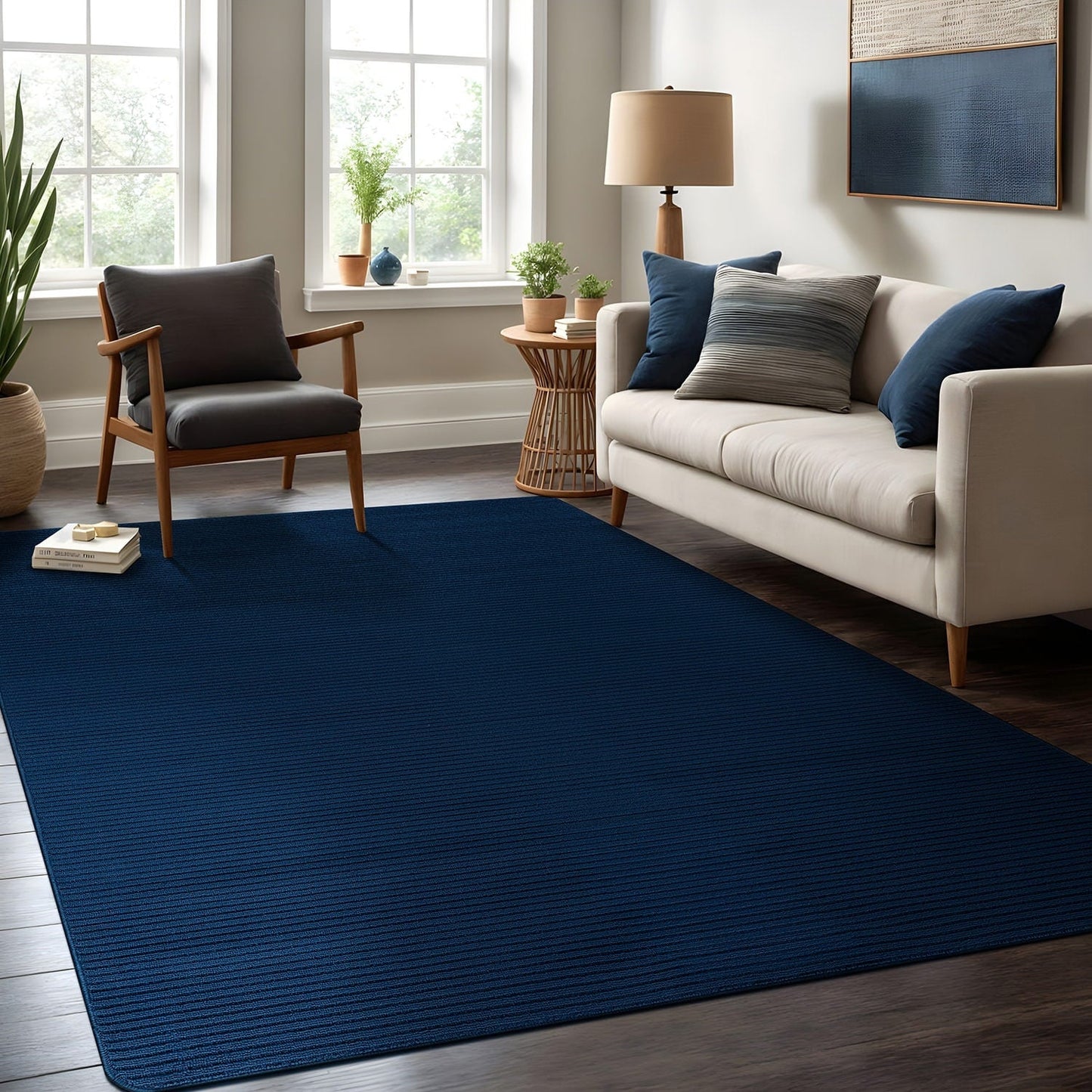 Beverly Rug Solid Color Non-Slip Rubber Back Washable Indoor Area Rug