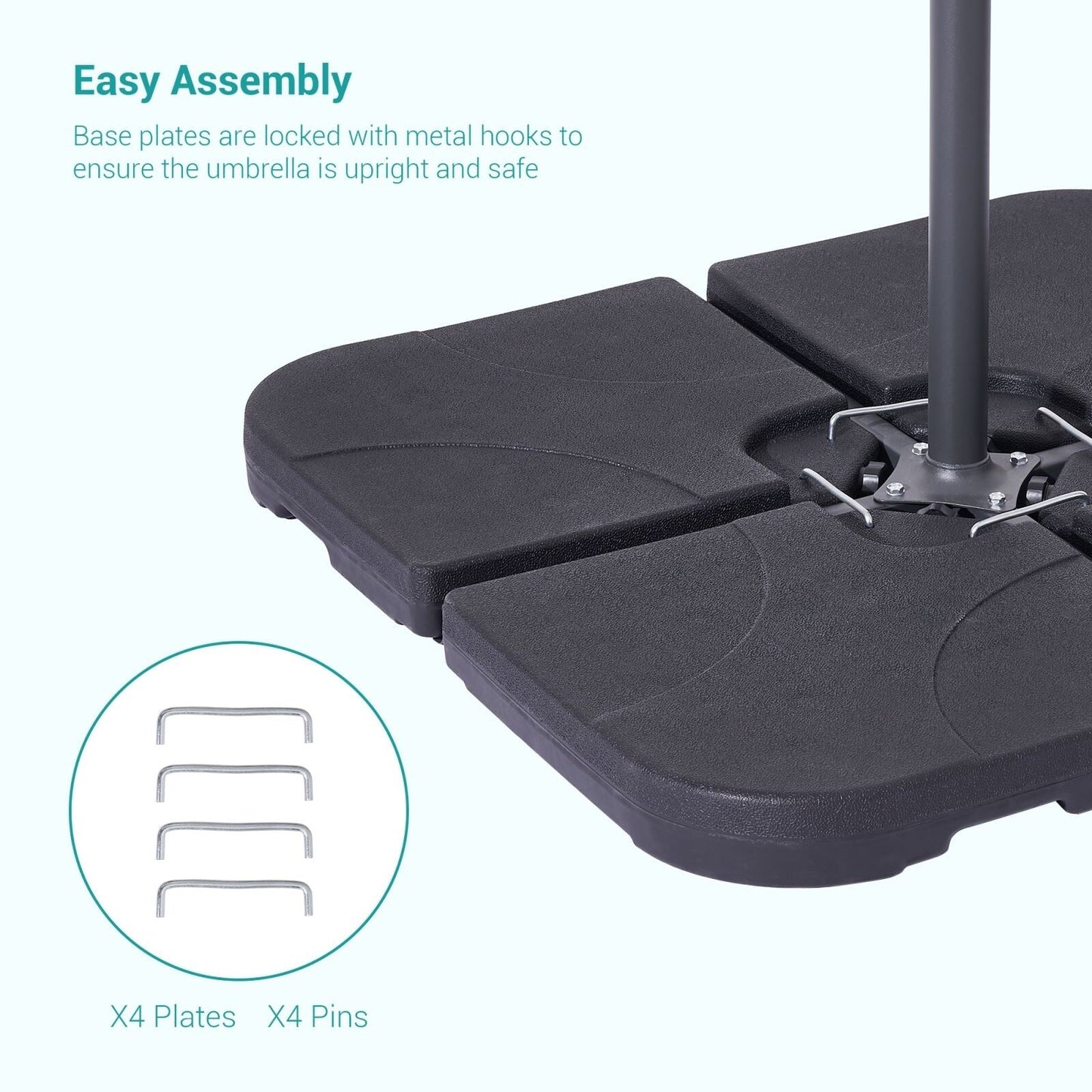 Bonosuki 4-Piece Cantilever Base Offset Patio Umbrella Stand, 176lb - 40.9 x 40.9