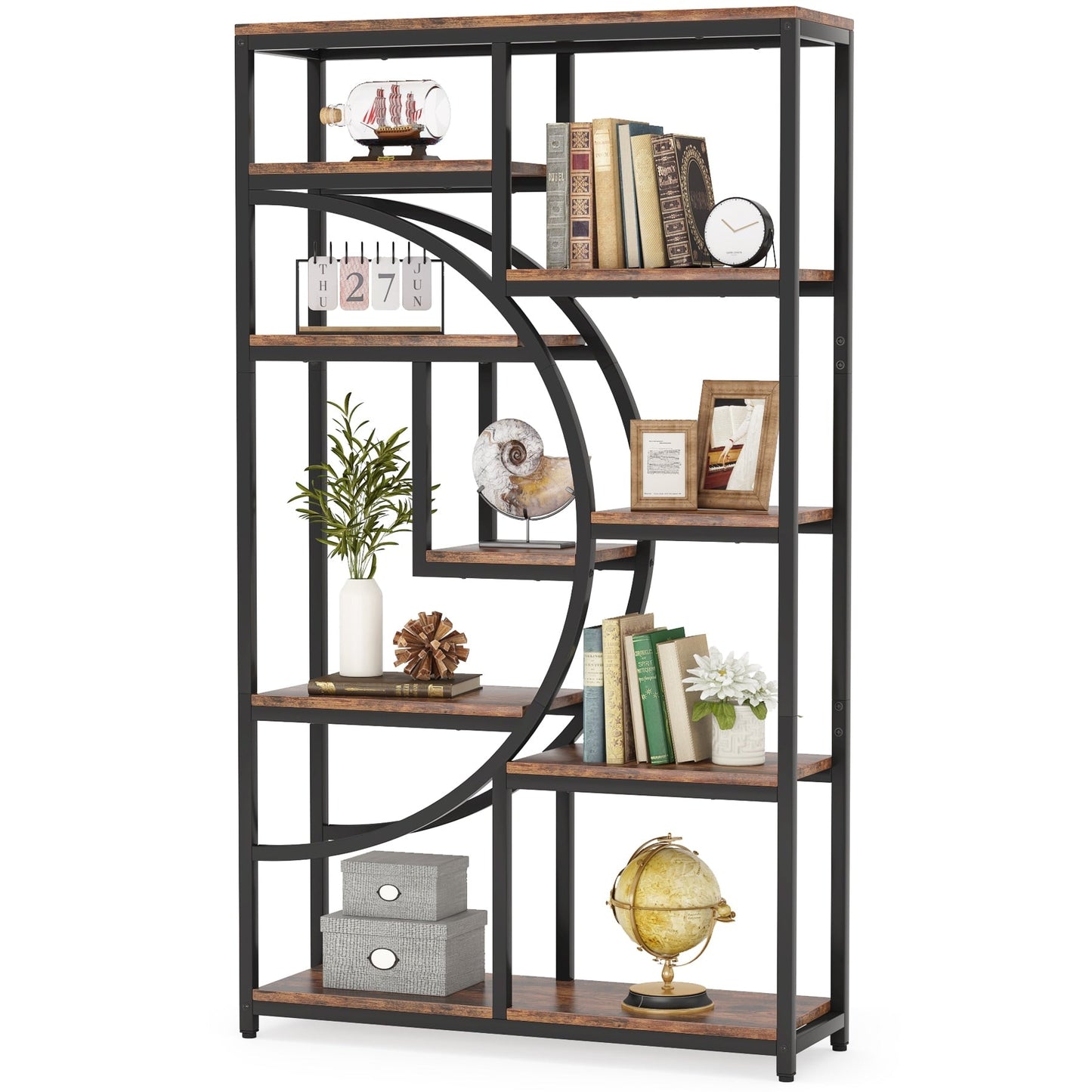 Étagère à livres 5 niveaux, style industriel, pour chambre à coucher, salon, bureau à domicile