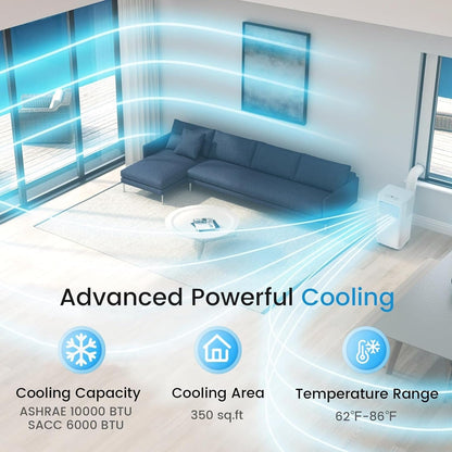 Bossin 8000 BTU (ASHRAE), 5000 BTU (SACC) Climatiseur portable 3-en-1 avec télécommande, climatiseur silencieux pour chambre - 880v