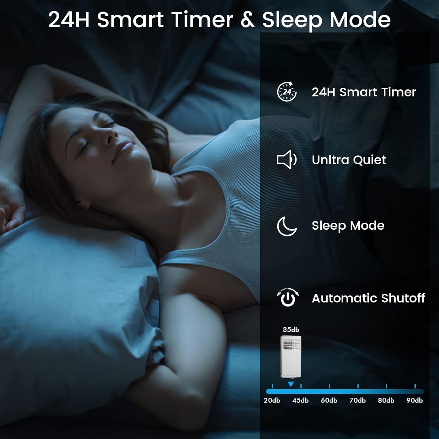 Bossin 8000 BTU (ASHRAE), 5000 BTU (SACC) Climatiseur portable 3-en-1 avec télécommande, climatiseur silencieux pour chambre - 880v