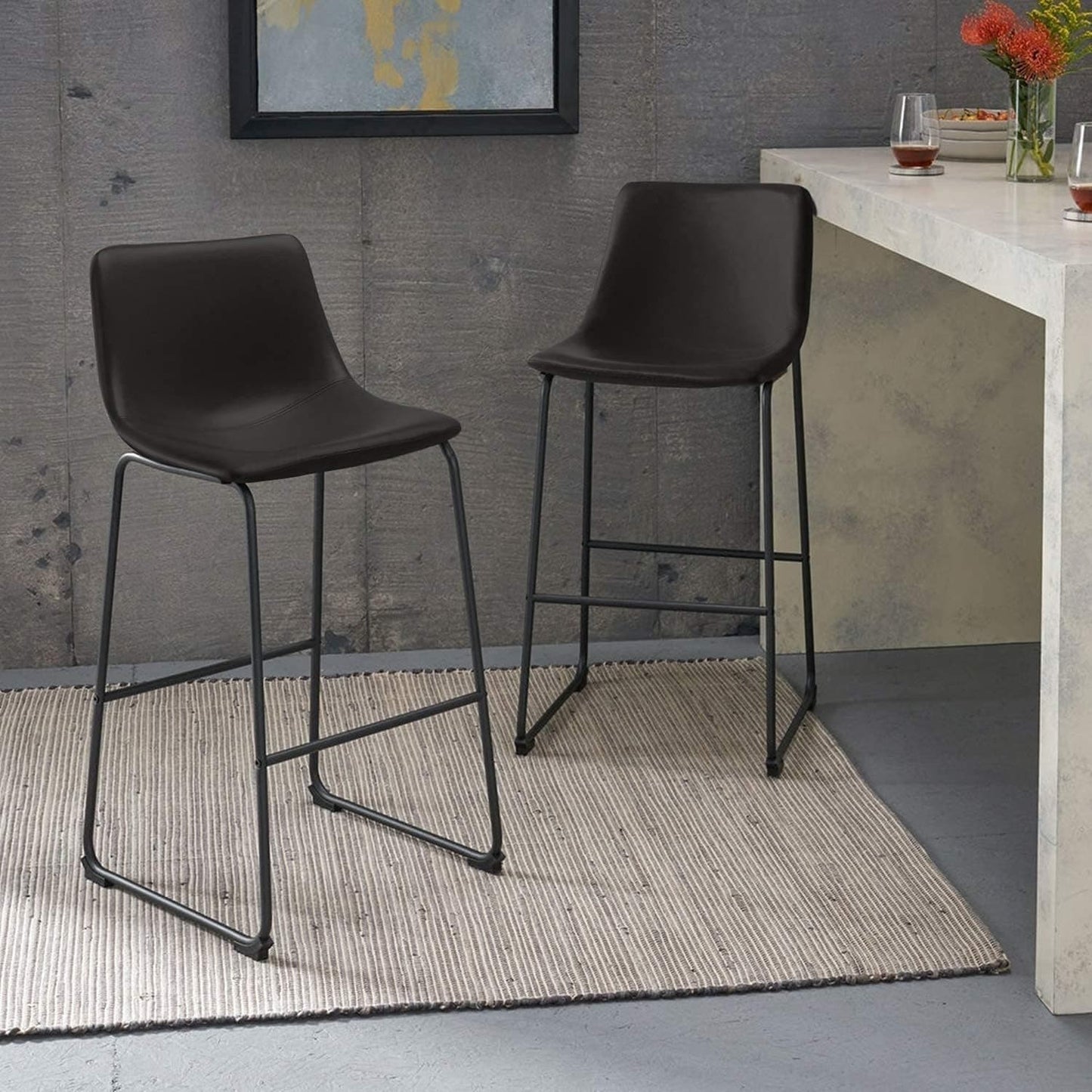 Bossin 18/26/30 inch Bar Stools,Counter Height Bar Stools with Back Modern PU Leather Stools Dining Chair with Footrest