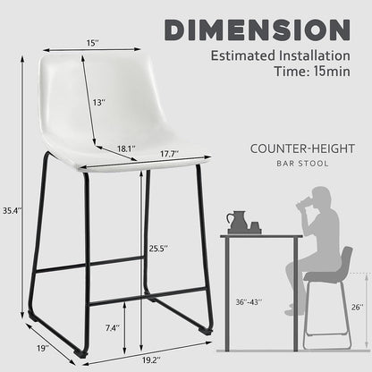 Bossin 18/26/30 inch Bar Stools,Counter Height Bar Stools with Back Modern PU Leather Stools Dining Chair with Footrest
