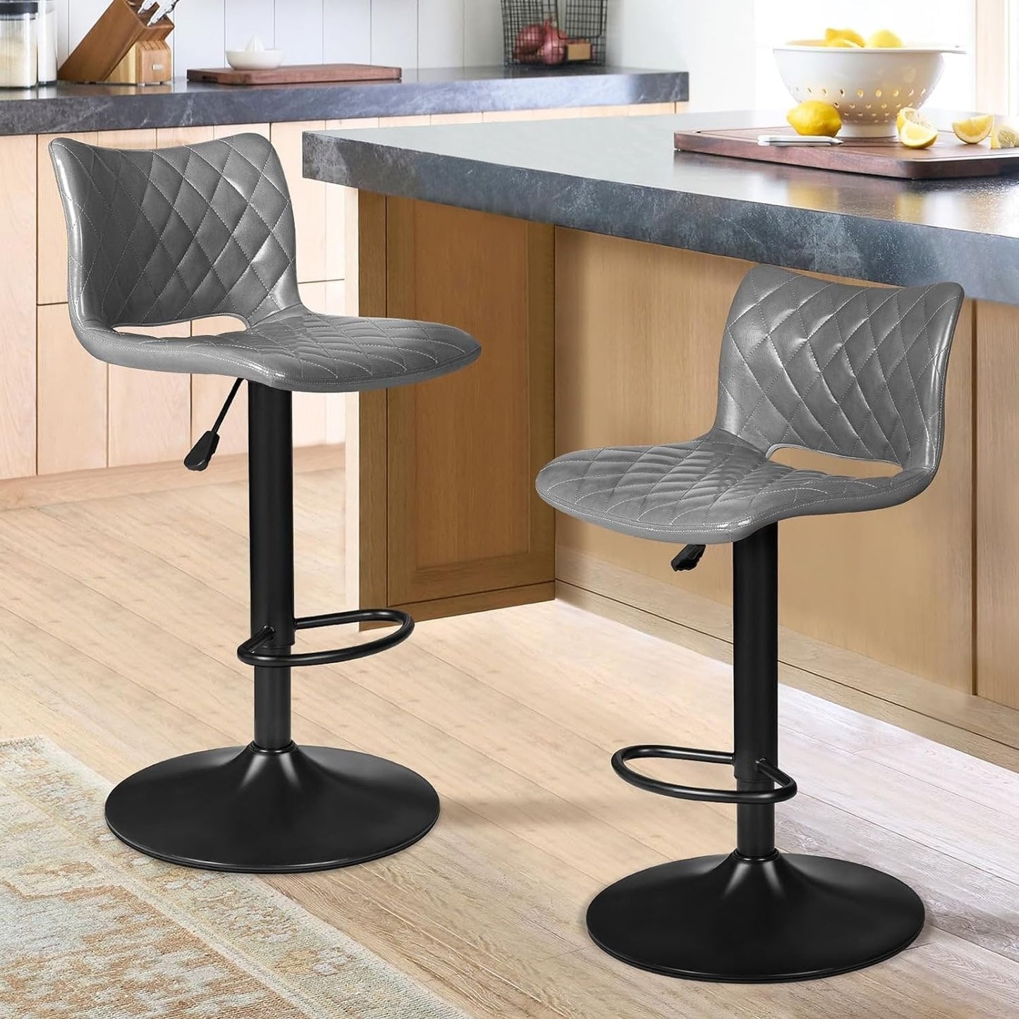 Bossin Adjustable Swivel Bar Stools with Backs – Counter Height