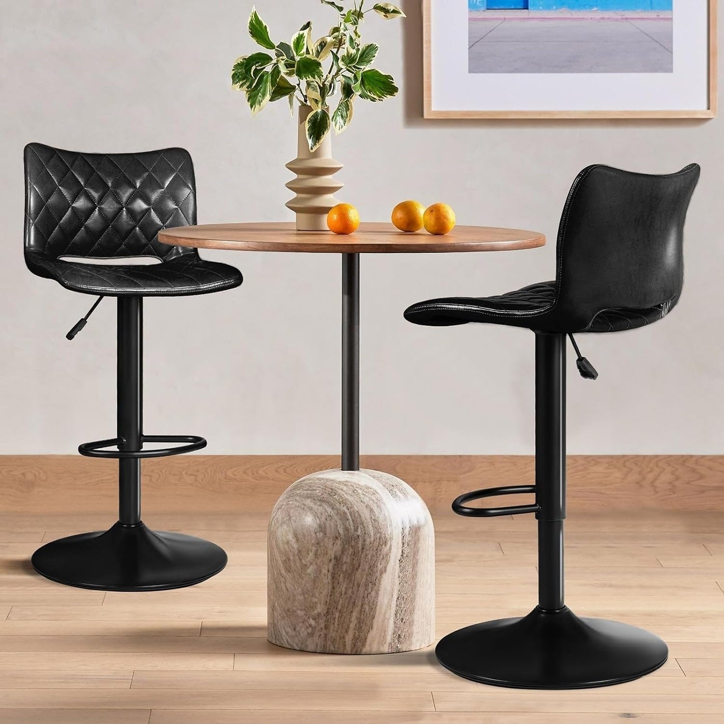 Bossin Adjustable Swivel Bar Stools with Backs – Counter Height