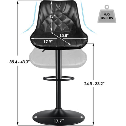 Bossin Adjustable Swivel Bar Stools with Backs – Counter Height