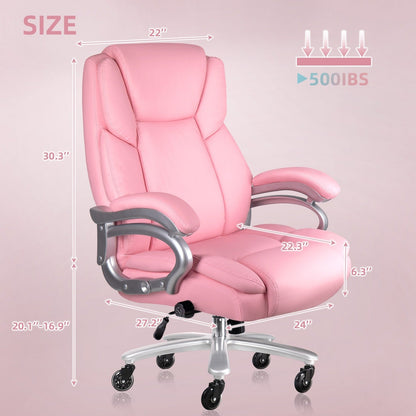 Chaise de bureau executive Bossin pour personnes de grande taille et fortes, 227 kg, avec support lombaire réglable, chaise ergonomique à dossier haut en cuir PU pour ordinateur.