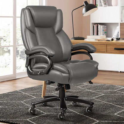Chaise de bureau executive Bossin pour personnes de grande taille et fortes, 227 kg, avec support lombaire réglable, chaise ergonomique à dossier haut en cuir PU pour ordinateur.