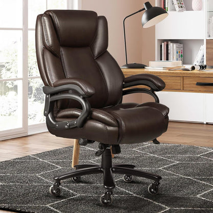 Chaise de bureau executive Bossin pour personnes de grande taille et fortes, 227 kg, avec support lombaire réglable, chaise ergonomique à dossier haut en cuir PU pour ordinateur.