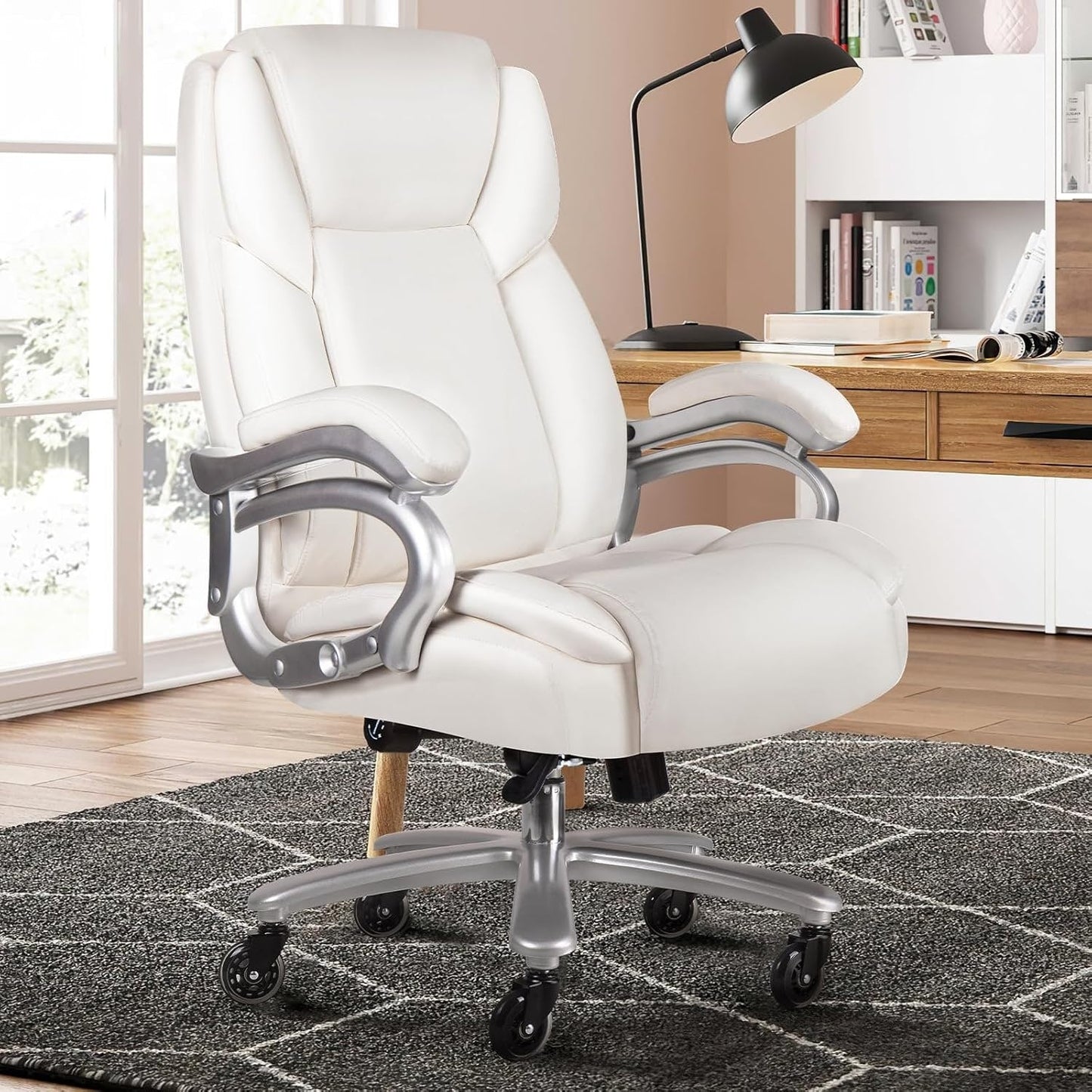 Chaise de bureau executive Bossin pour personnes de grande taille et fortes, 227 kg, avec support lombaire réglable, chaise ergonomique à dossier haut en cuir PU pour ordinateur.