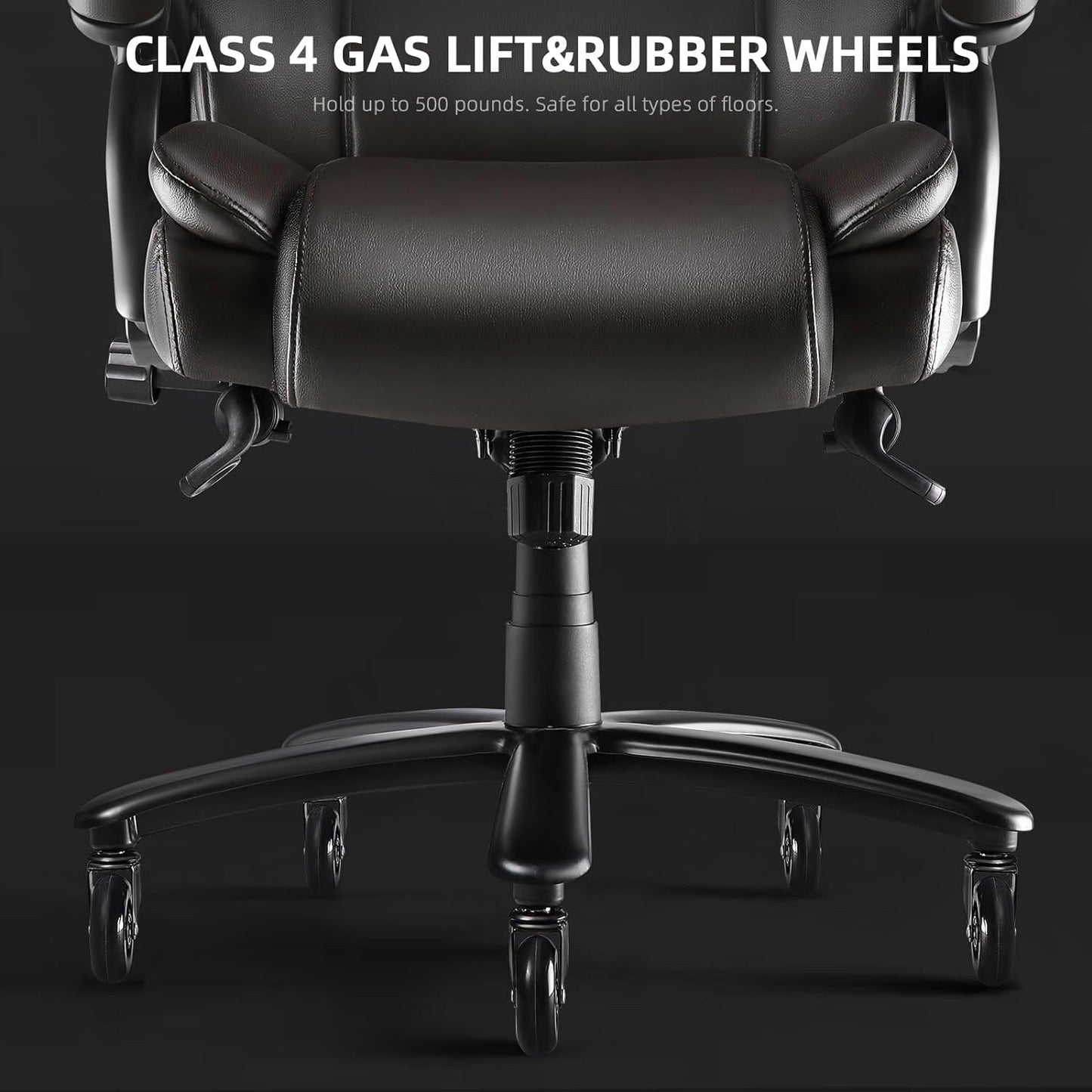 Chaise de bureau executive Bossin pour personnes de grande taille et fortes, 227 kg, avec support lombaire réglable, chaise ergonomique à dossier haut en cuir PU pour ordinateur.