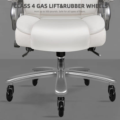 Chaise de bureau executive Bossin pour personnes de grande taille et fortes, 227 kg, avec support lombaire réglable, chaise ergonomique à dossier haut en cuir PU pour ordinateur.