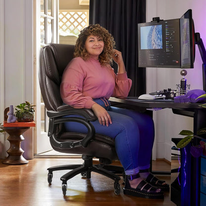 Chaise de bureau executive Bossin pour personnes de grande taille et fortes, 227 kg, avec support lombaire réglable, chaise ergonomique à dossier haut en cuir PU pour ordinateur.