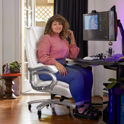 Chaise de bureau executive Bossin pour personnes de grande taille et fortes, 227 kg, avec support lombaire réglable, chaise ergonomique à dossier haut en cuir PU pour ordinateur.