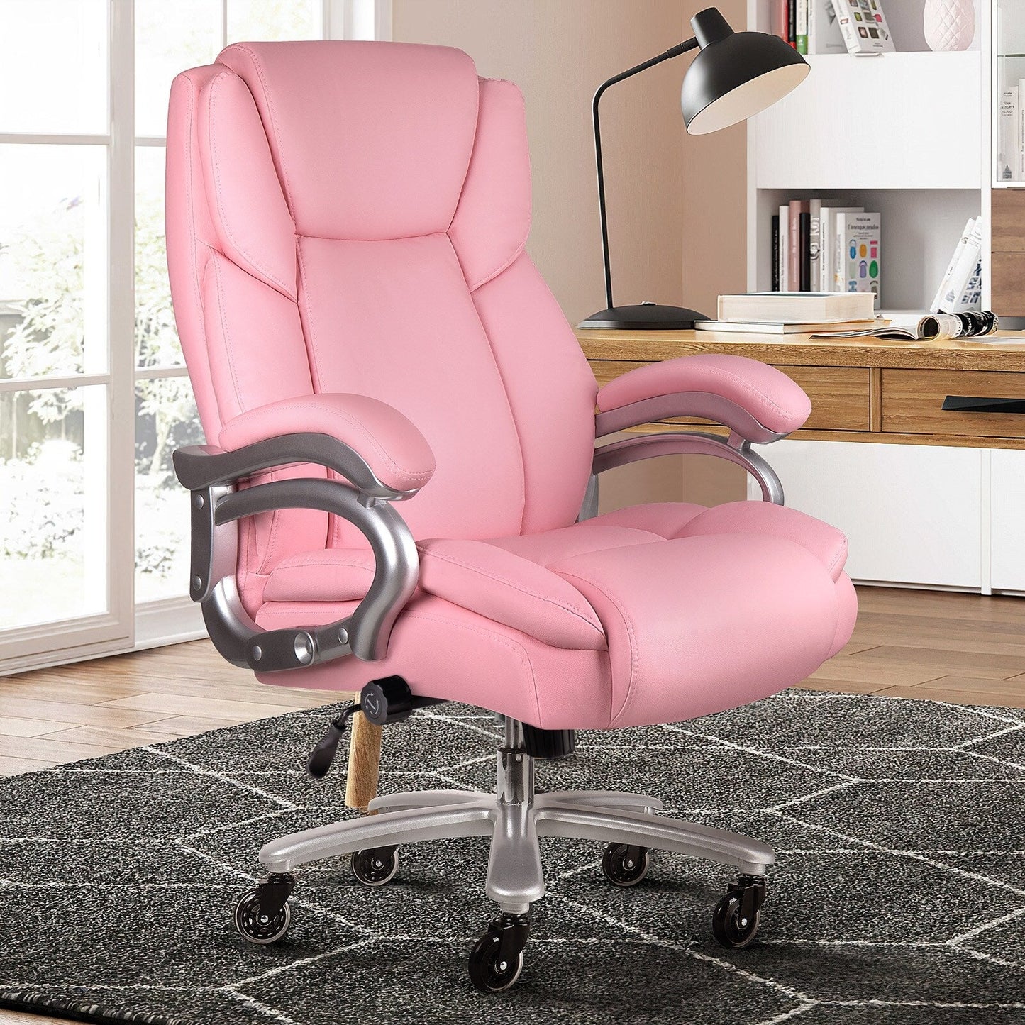 Chaise de bureau executive Bossin pour personnes de grande taille et fortes, 227 kg, avec support lombaire réglable, chaise ergonomique à dossier haut en cuir PU pour ordinateur.