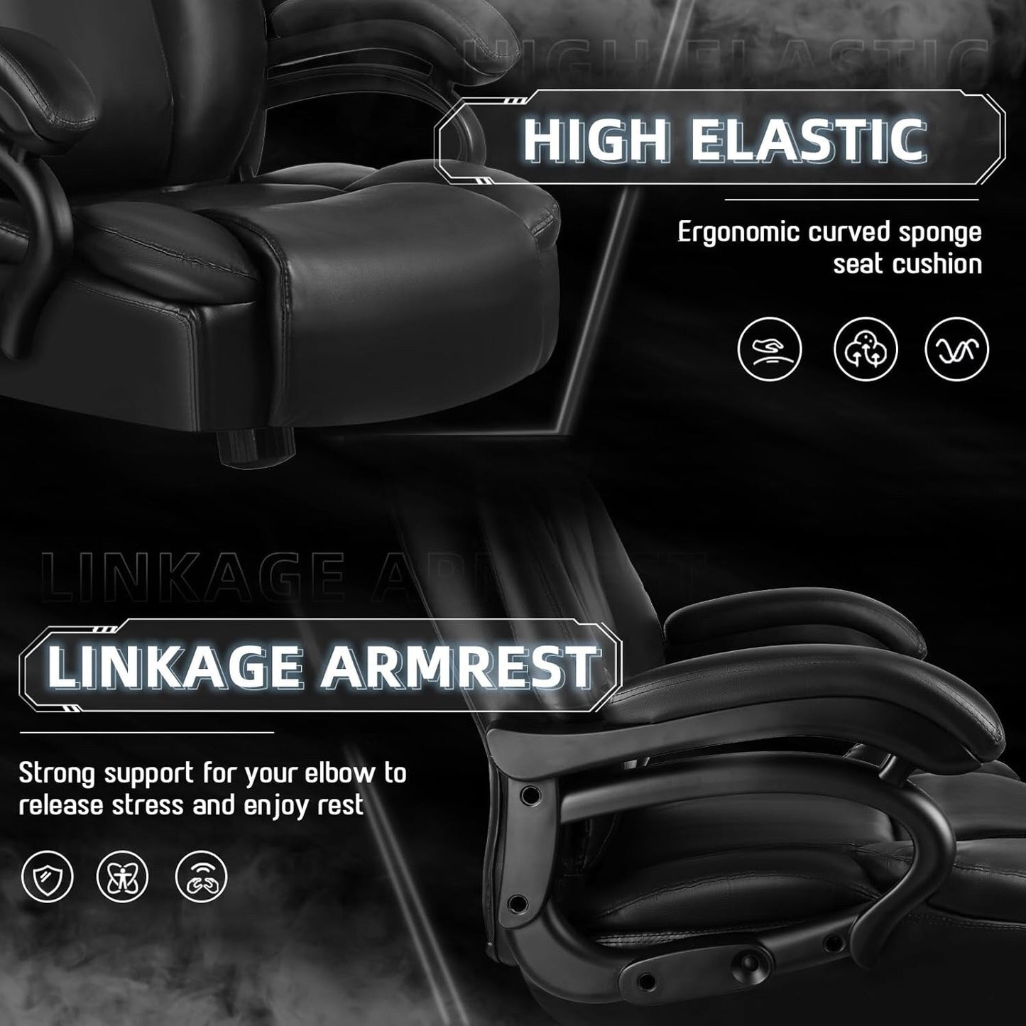 Chaise de bureau executive Bossin pour personnes de grande taille et fortes, 227 kg, avec support lombaire réglable, chaise ergonomique à dossier haut en cuir PU pour ordinateur.