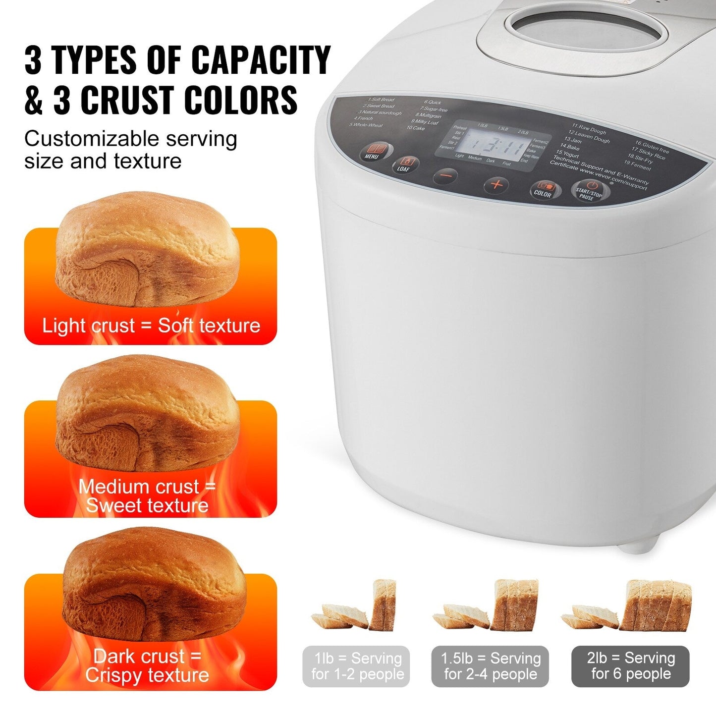 Bread Maker with Gluten Free Setting, Whole Wheat Bread Making, Digital, Programmable