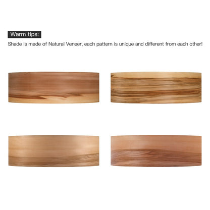 Breaux Lustre à tambour en placage de bois avec 4 lumières et auvent noir - 56 cm (22 po) de largeur