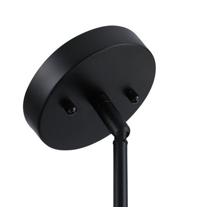 Breaux Lustre à tambour en placage de bois avec 4 lumières et auvent noir - 56 cm (22 po) de largeur