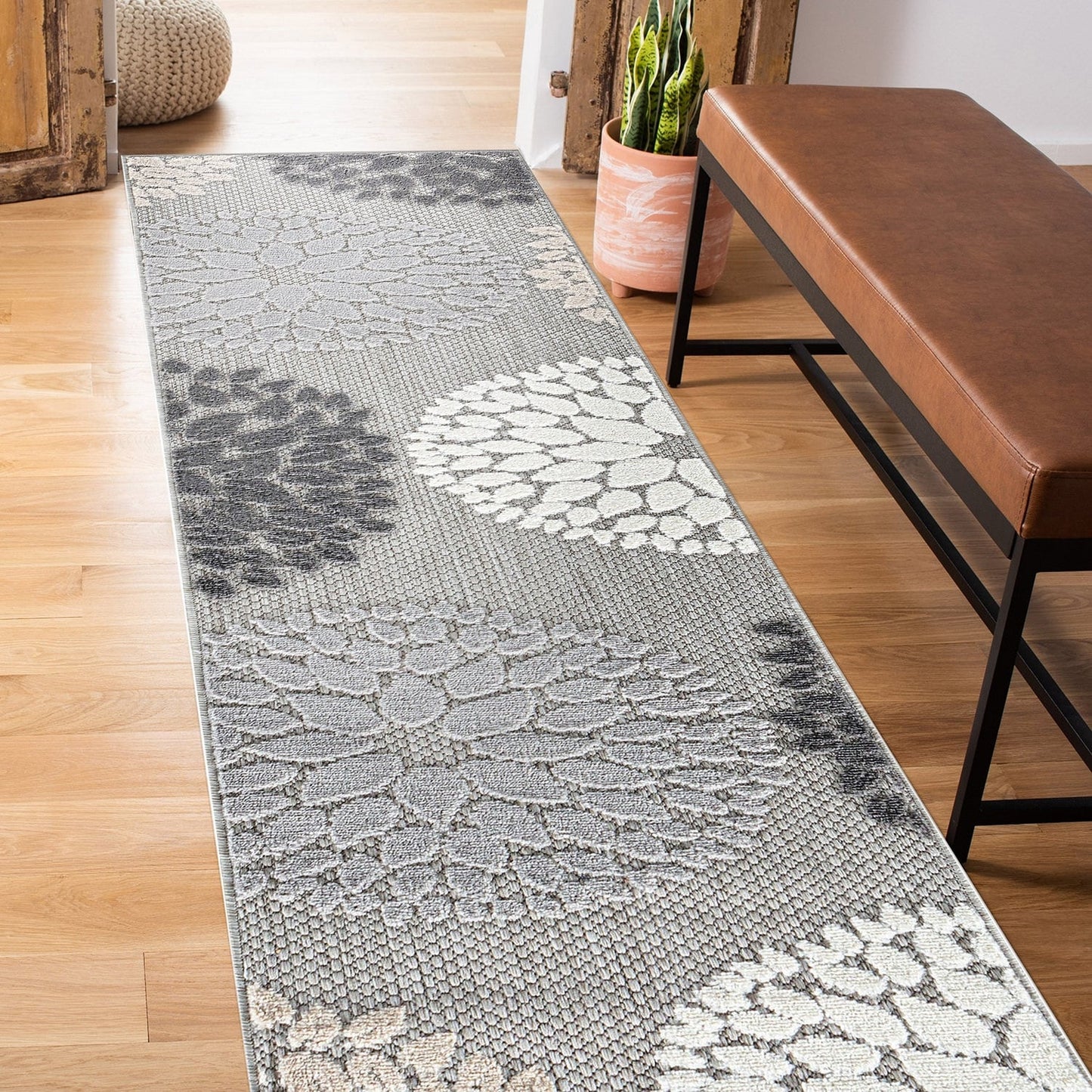 Brescia Modern Floral Circles Indoor/Outdoor Area Rug