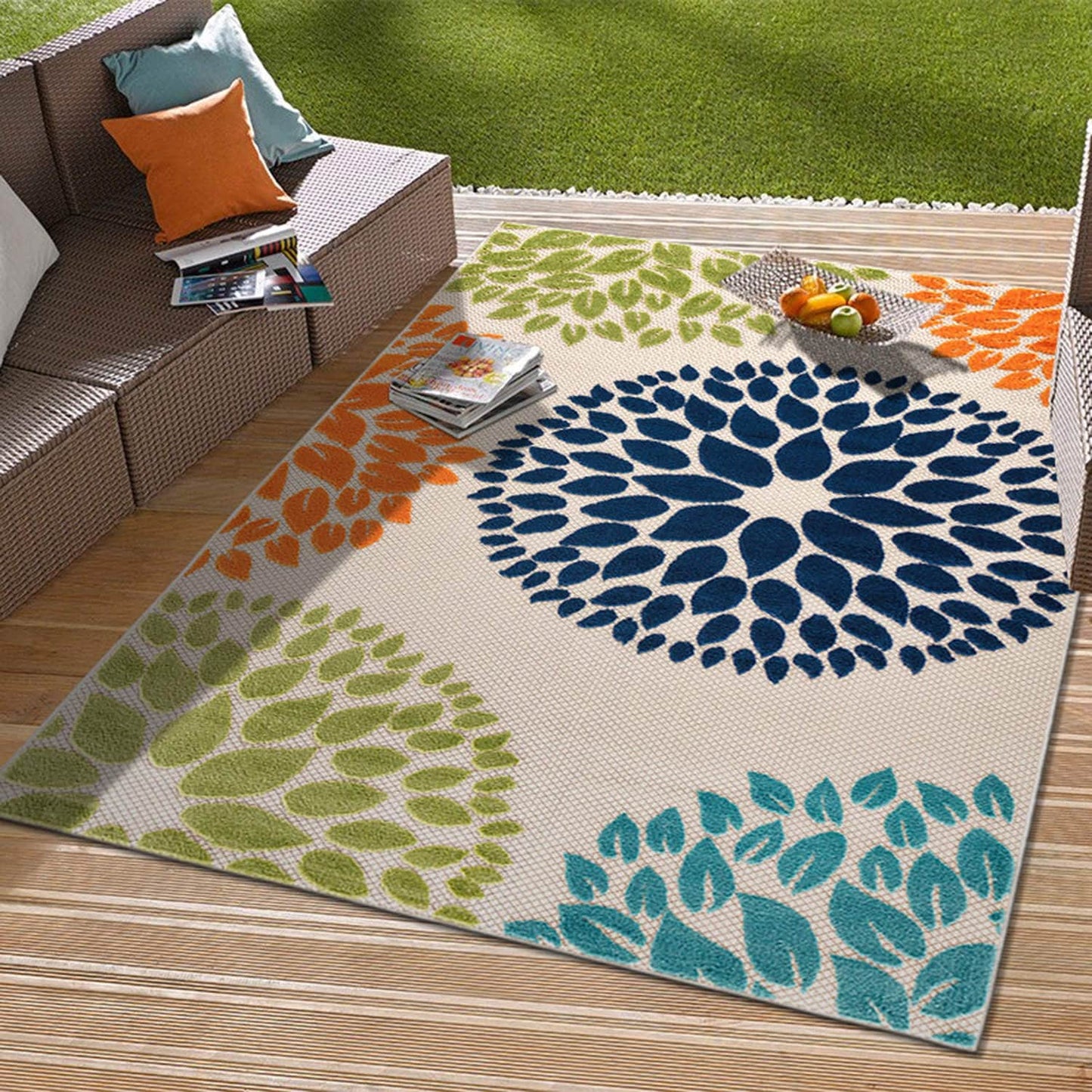 Brescia Modern Floral Circles Indoor/Outdoor Area Rug