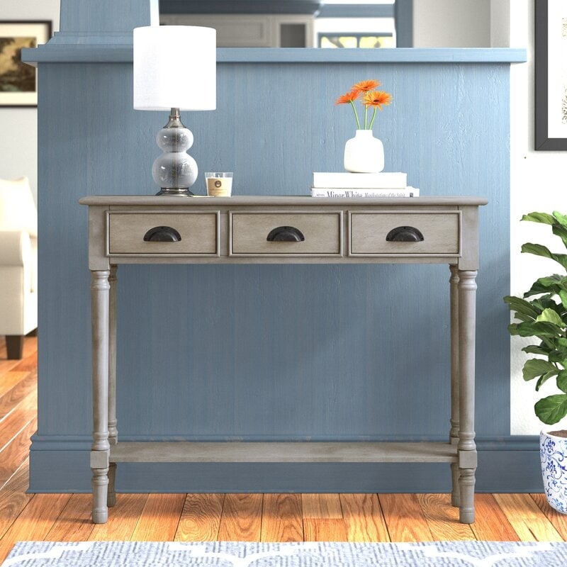 Table de console de couloir en bois Burlington à 3 tiroirs