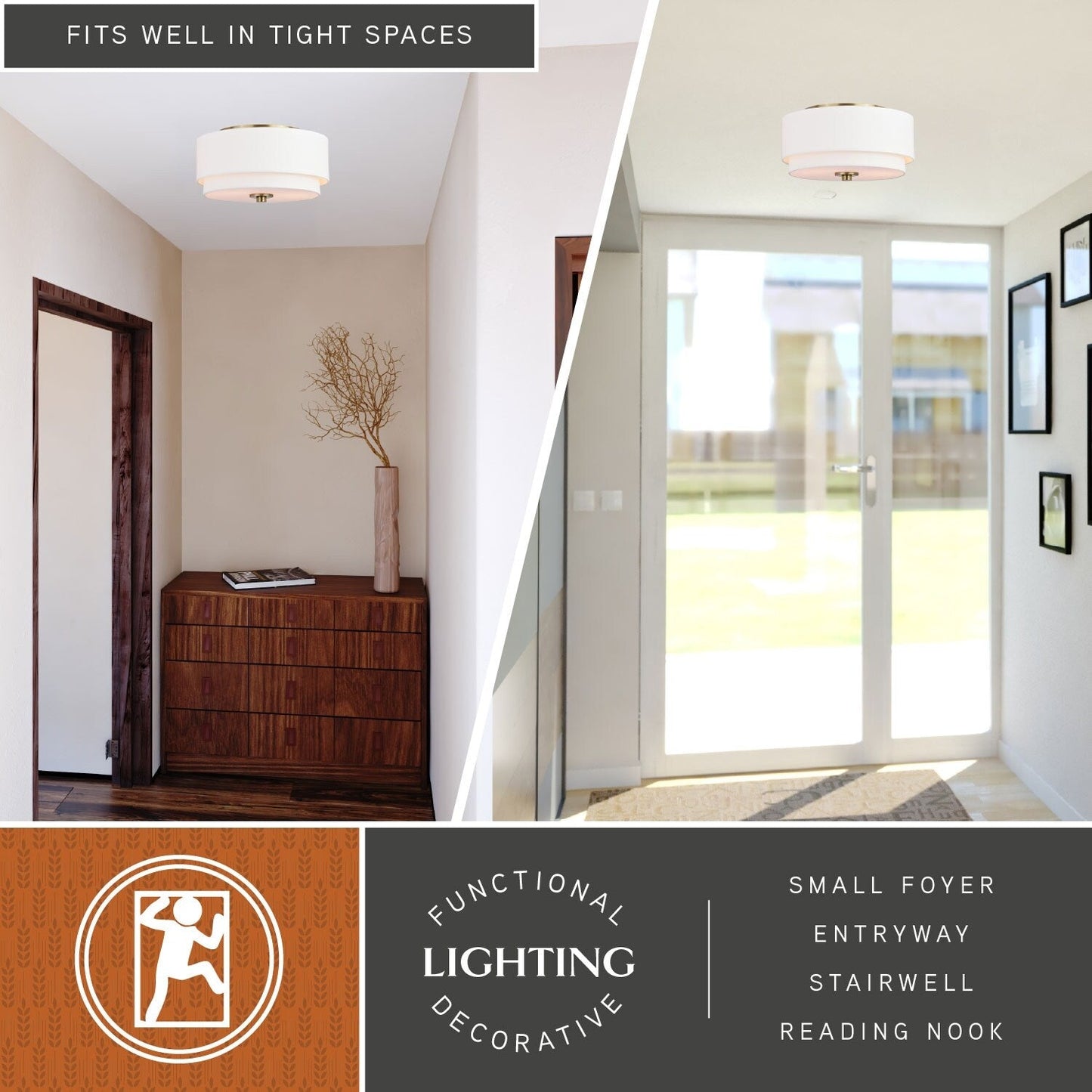 Luminaire à suspension à montage au plafond de style moderne du milieu du siècle de Burnaby avec abat-jour blanc en lin.