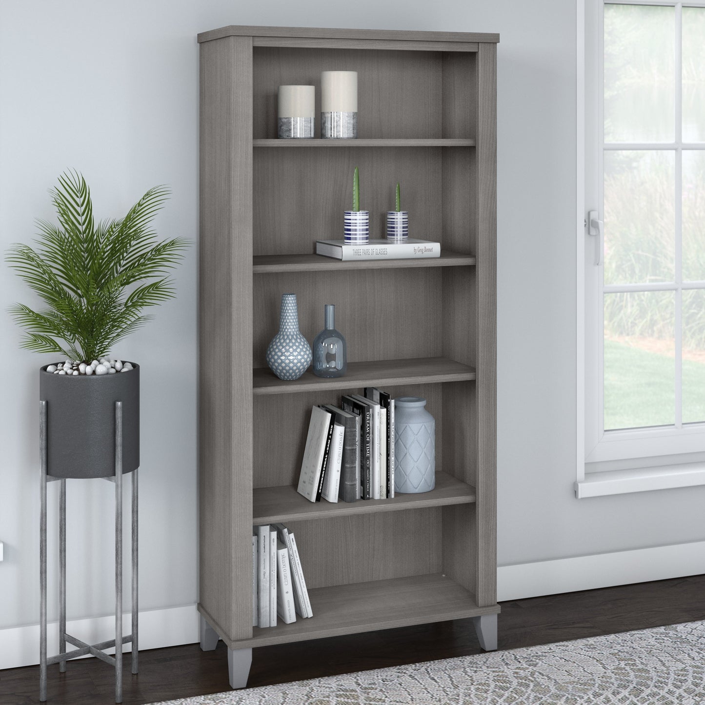 Étagère à livres Bush Furniture Somerset, 5 niveaux, avec étagères réglables