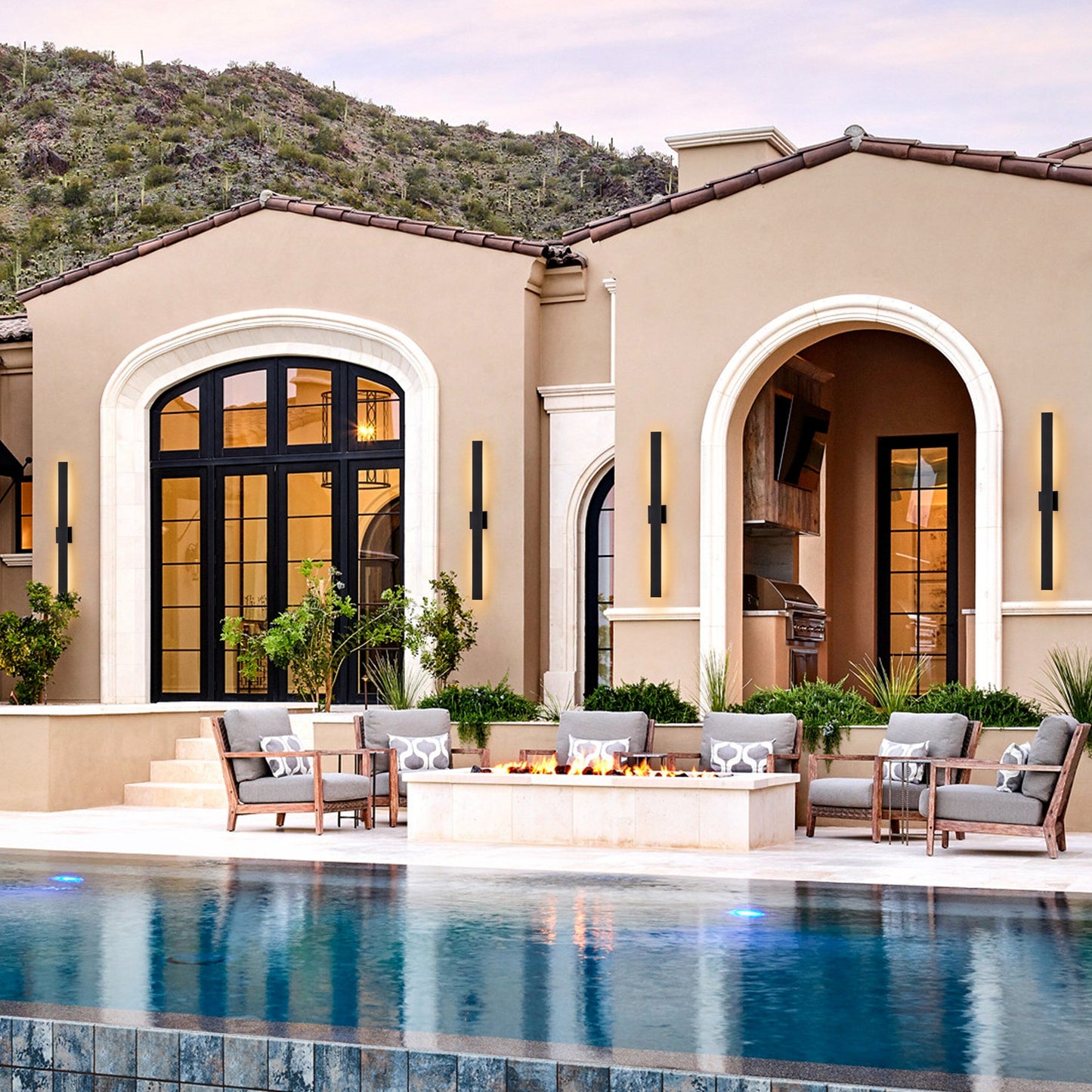 C Cattleya 2-Light Matte Black Aluminum LED Outdoor Wall Sconce