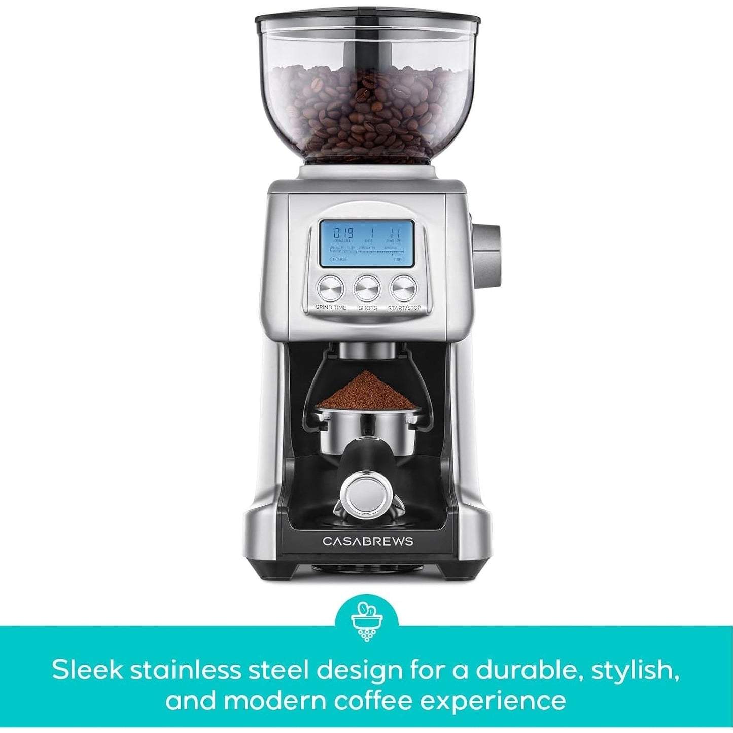 CASABREWS Tornado Moulin à café électrique à meules coniques argenté - N/A