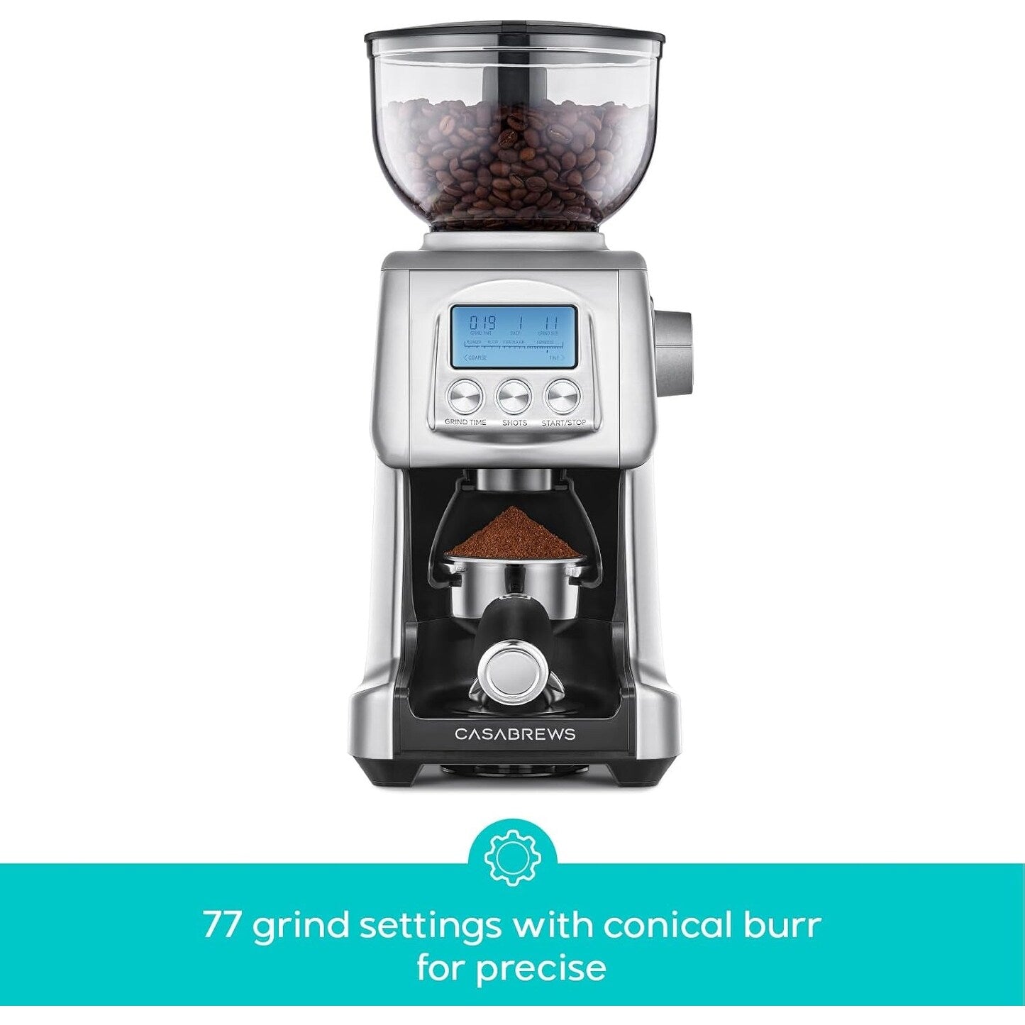 CASABREWS Tornado Moulin à café électrique à meules coniques argenté - N/A