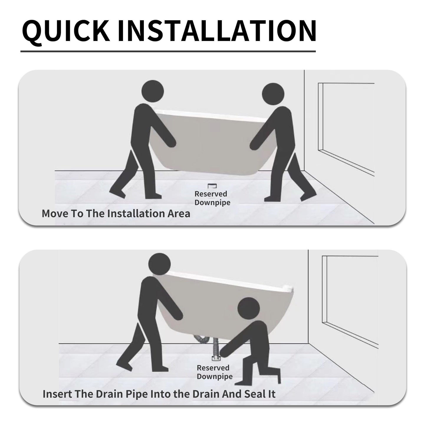 Baignoires autoportantes en acrylique CB HOME 59''/67'', baignoires à trempage à côté unique contre le mur, trop-plein gauche/droite