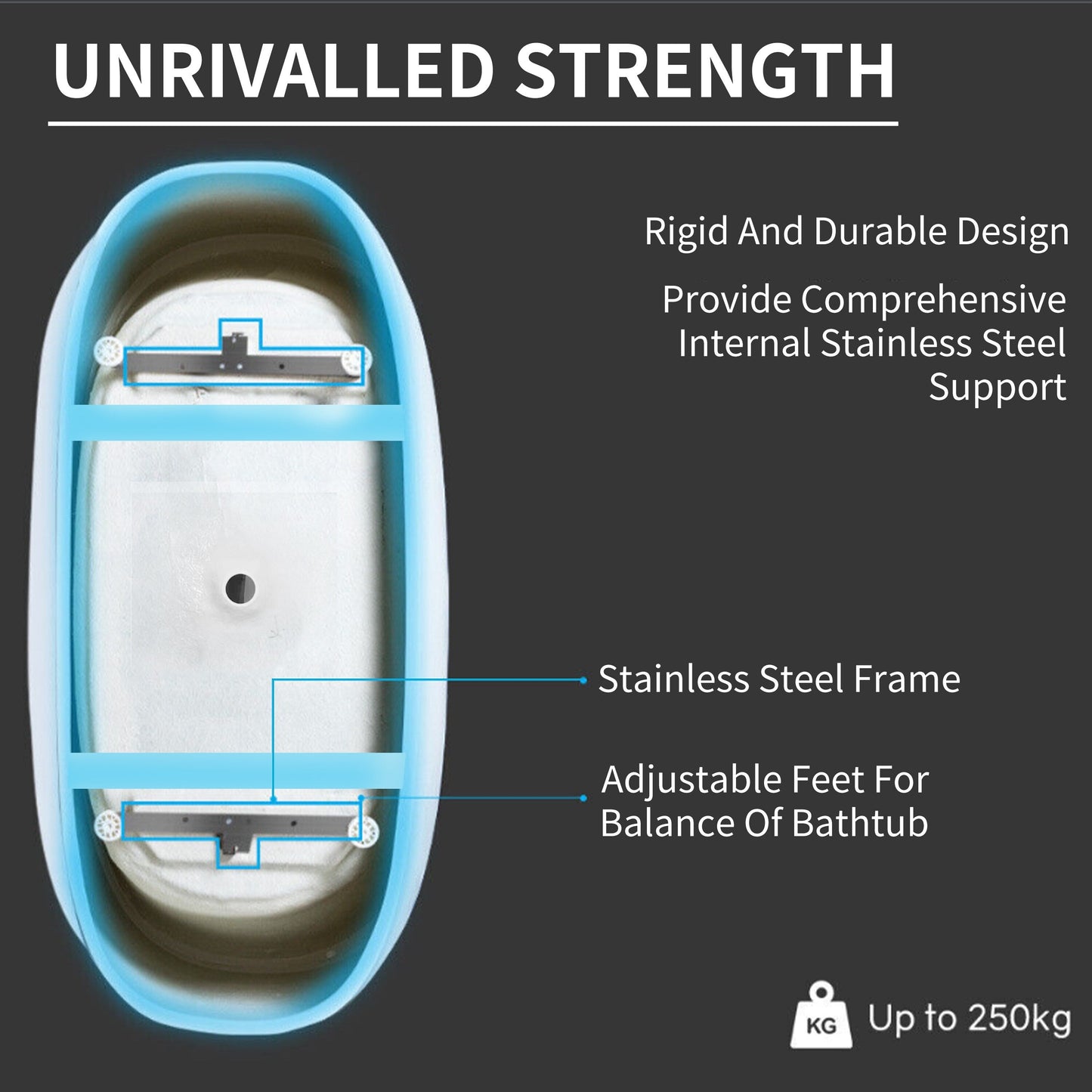 Baignoires autoportantes en acrylique CB HOME 59''/67'', baignoires à trempage à côté unique contre le mur, trop-plein gauche/droite