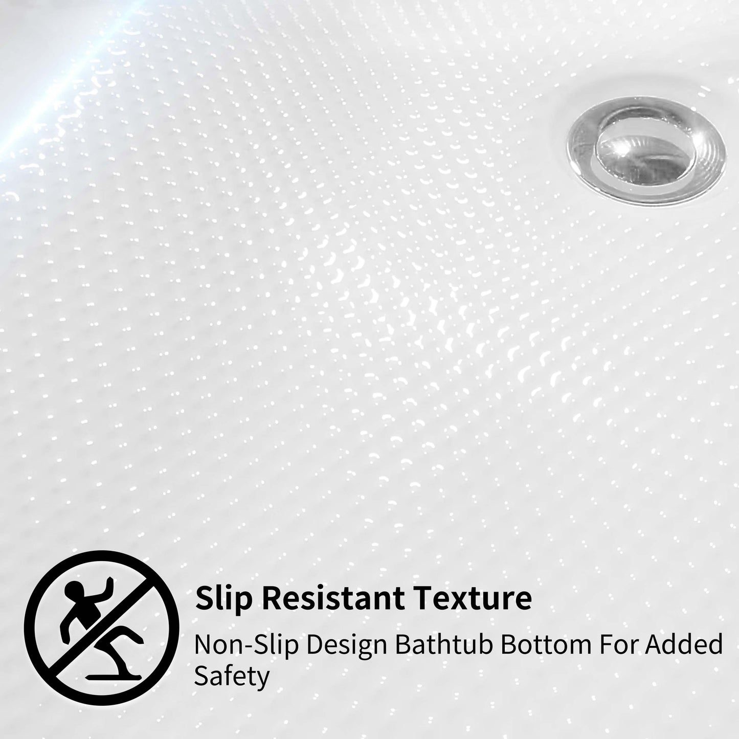 Baignoires autoportantes en acrylique CB HOME 59''/67'', baignoires à trempage à côté unique contre le mur, trop-plein gauche/droite