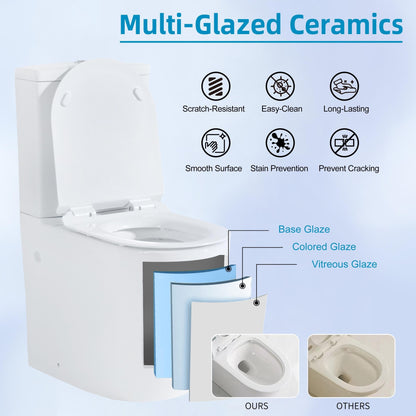 CB HOME 24'' Toilettes compactes monobloc, chasse d'eau double, siphon moderne, hauteur confortable de 16,5'', avec siège à fermeture amortie.