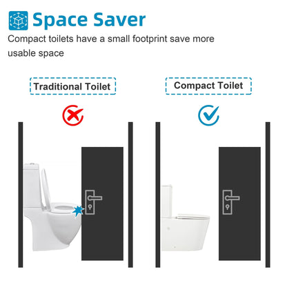 CB HOME 24'' Toilettes compactes monobloc, chasse d'eau double, siphon moderne, hauteur confortable de 16,5'', avec siège à fermeture amortie.