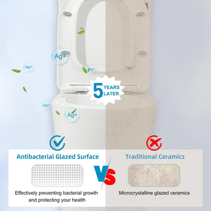 CB HOME 24'' Toilettes compactes monobloc, chasse d'eau double, siphon moderne, hauteur confortable de 16,5'', avec siège à fermeture amortie.