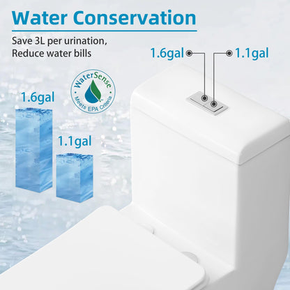 CB HOME 24'' Toilettes compactes monobloc, chasse d'eau double, siphon moderne, hauteur confortable de 16,5'', avec siège à fermeture amortie.