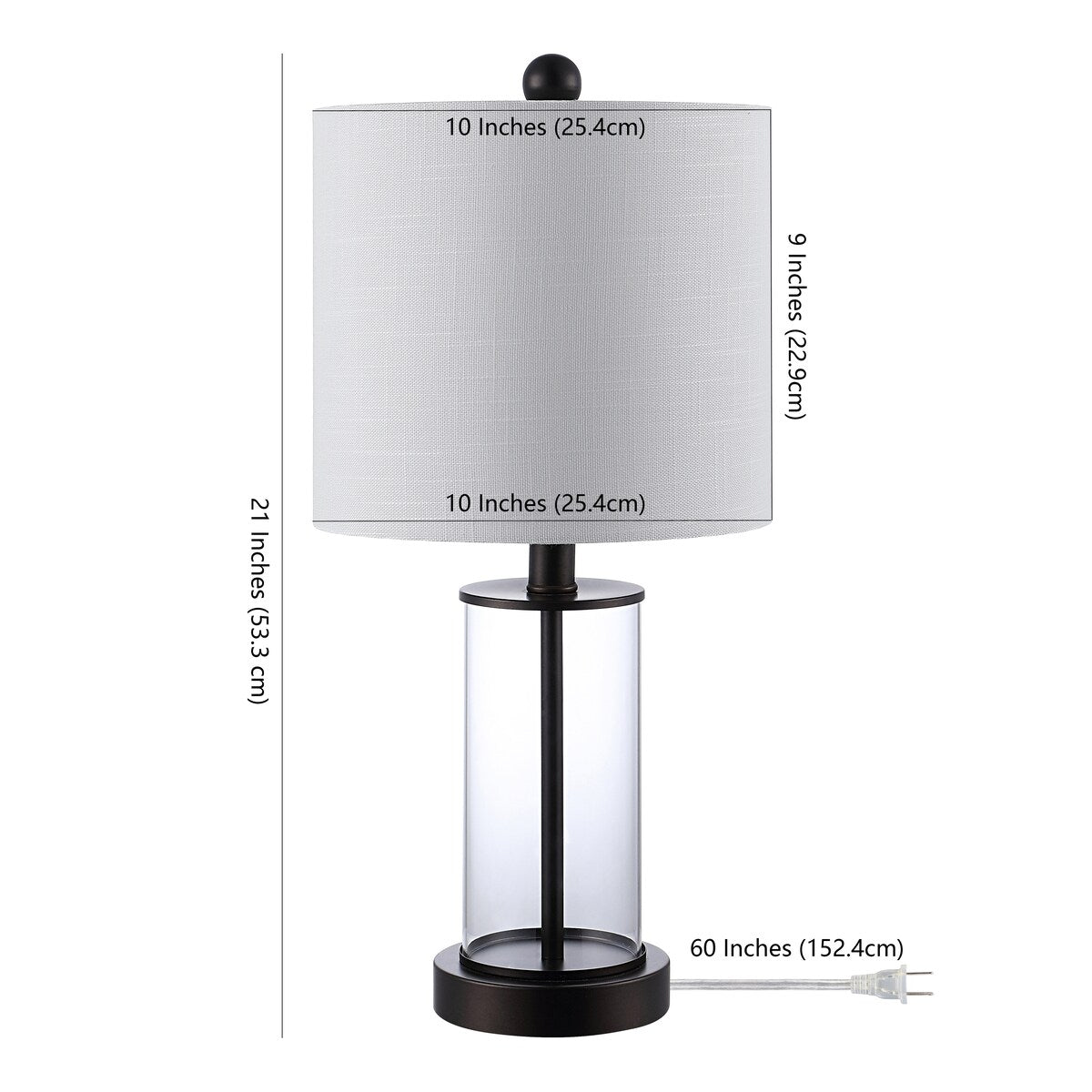 Lampe de table LED Cabell 21 en verre, moderne et contemporaine, avec port de charge USB, bronze vieilli (lot de 2) par JONATHAN Y