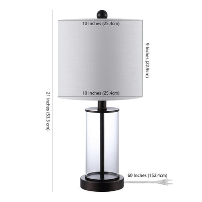 Lampe de table LED Cabell 21 en verre, moderne et contemporaine, avec port de charge USB, bronze vieilli (lot de 2) par JONATHAN Y